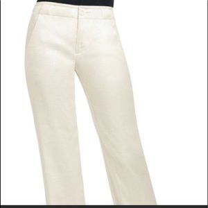CAbi Everly Pant in white linen size 8